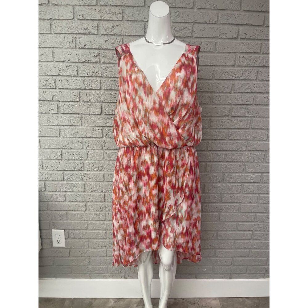 Bisou Bisou Women Sleeveless Multicolored Hi-Low Cut-Out Back Dress Size 16